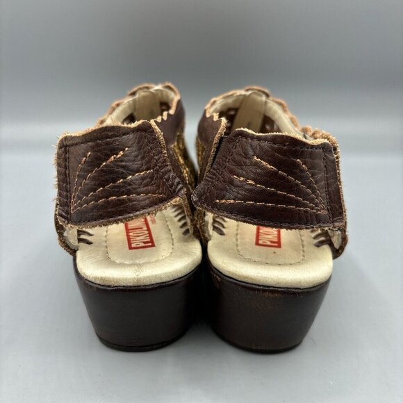 Pikolinos Women’s Romana‎ Shoes Sz 36 Brown Leather Flower Cutout Slingback - Picture 4 of 8